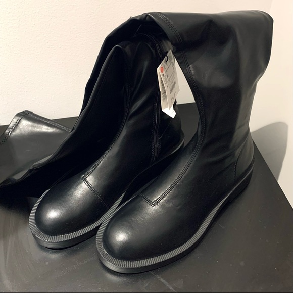 NWT Zara Flat Over the Knee Black Boots - Picture 8 of 11